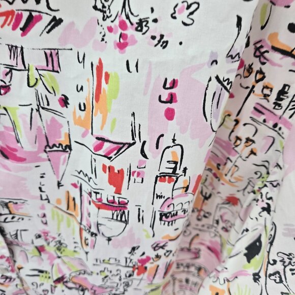 Vintage White Stag Plus White Abstract Cafe Town Button Up Shirt Size 26W/28W - Picture 10 of 12